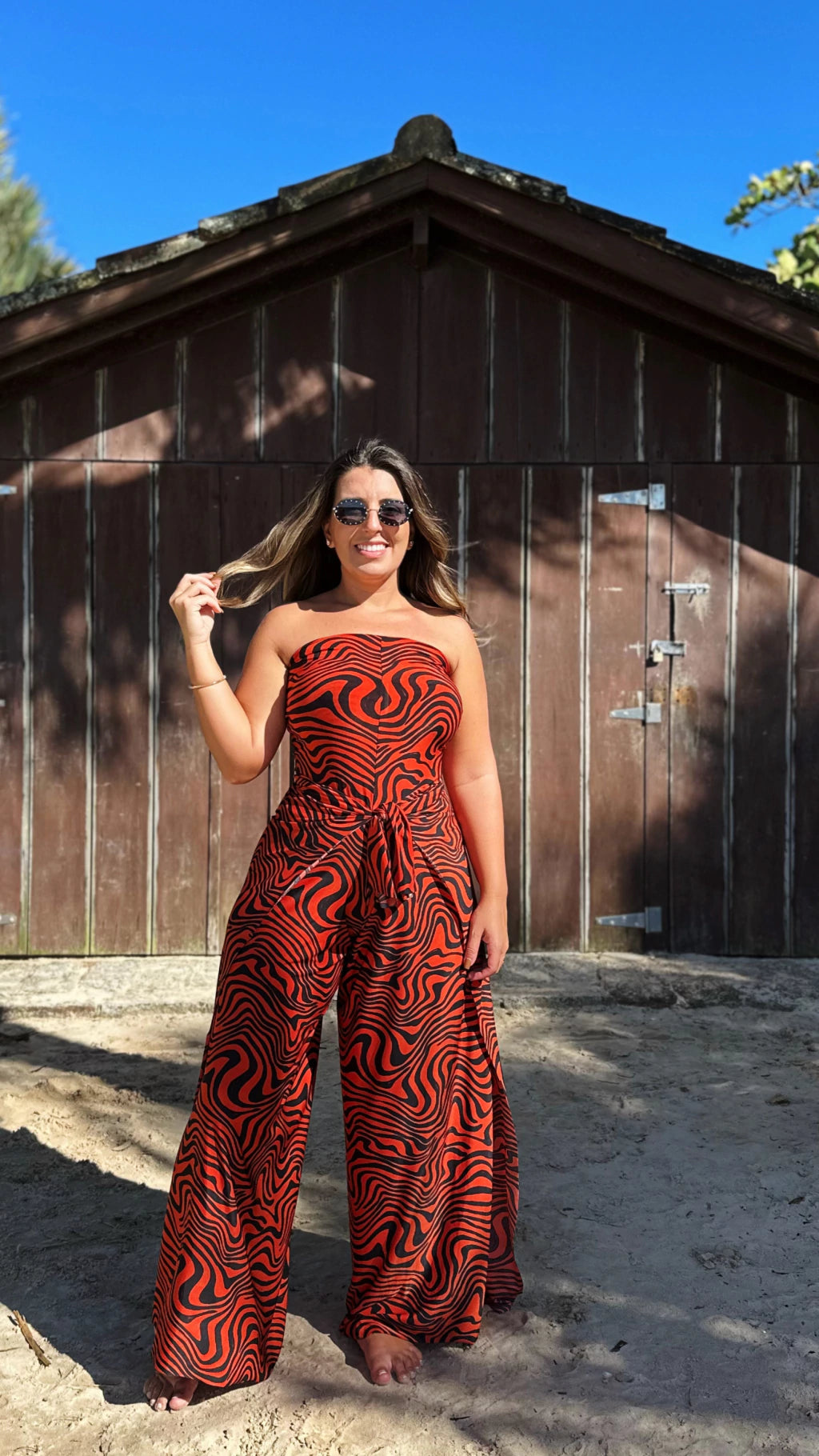 Conjunto zebrado ferrugem