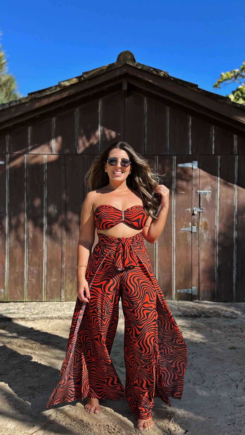 Conjunto zebrado ferrugem