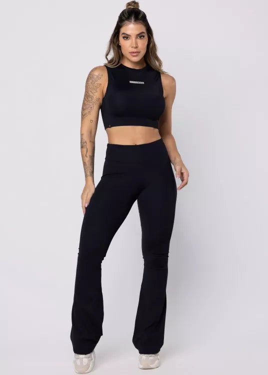 Cropped Upside Gola Alta em Poliamida Preta